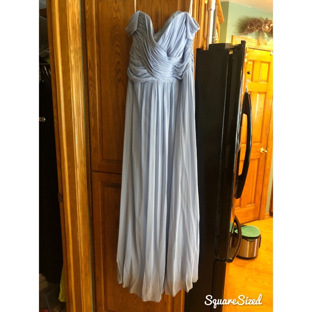Off the shoulder powder blue prom dress